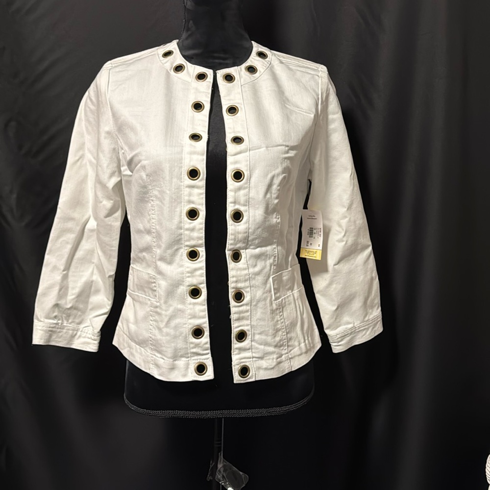 Live A Little White Denim Grommet Jacket